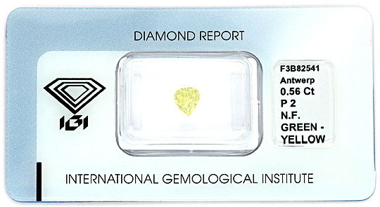 Foto 1 - Fancy Green Yellow Diamant 0,56 ct Tropfen Schliff, IGI, D6183