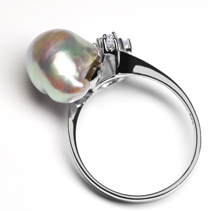 Foto 3 - Designer-Ring große Keshi Perle und Brillanten-Weißgold, Q0793