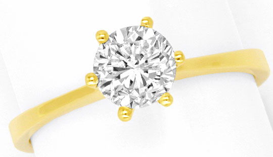 Foto 2 - Einkaraeter Solitär-Brillant-Diamant-Ring 18K Gelbgold, R2574