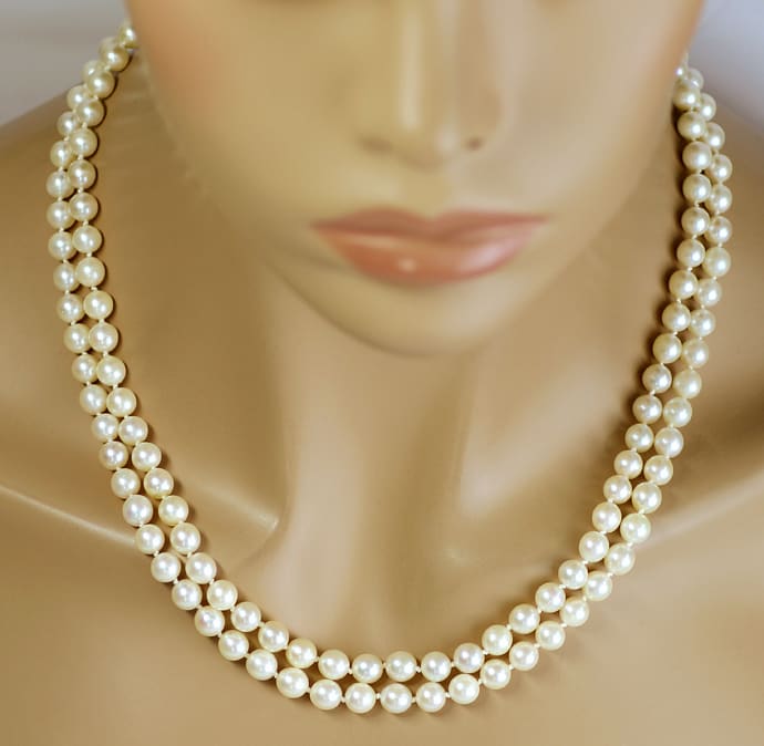 Foto 6 - Perlenkette zweireihig Weißgold Schloß Blüte, S2271