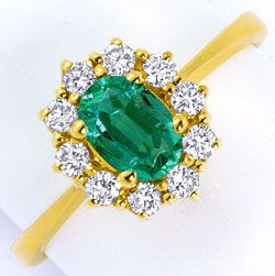 Foto 1 - Handarbeits-Ring 0,53ct Spitzen Smaragd Brillanten 18K, S4557