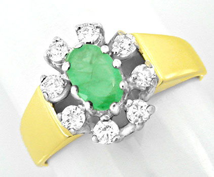 Foto 2 - Smaragd Brillant Damen Ring, 14K/585 Bicolor, S8757